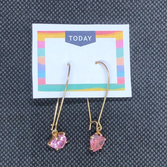 Pink heart drop earrings - Picture 2 of 3